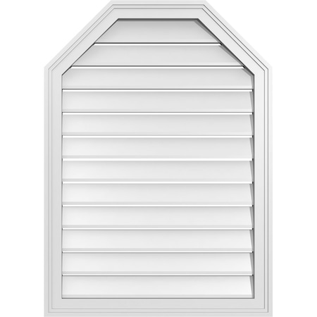 Ekena Millwork Octagonal Top Surface Mount PVC Gable Vent w/ 2"W x 1-1/2"P Brickmould Frame, 26"W x 36"H GVPOT26X3602SF